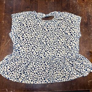 crown & ivy Cream Top with Navy Spot Peplum